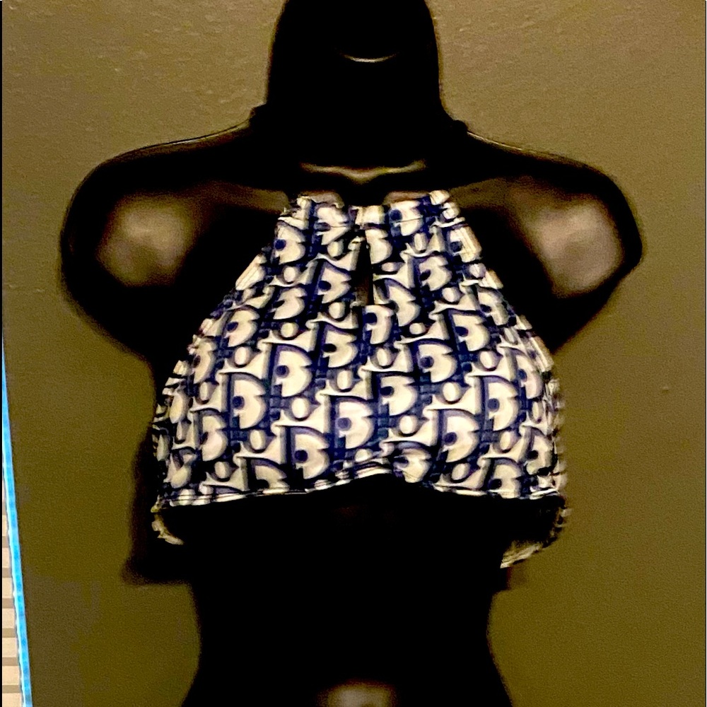 2 piece blue/white logo swimwear